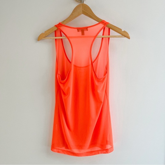 [bebe sport] mesh scoop neck racerback tank top neon orange S - Picture 2 of 5
